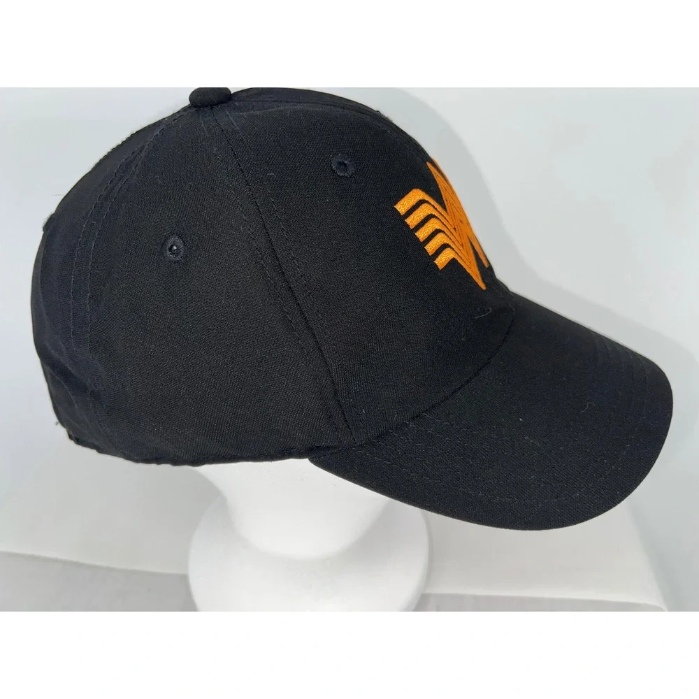 What a Burger Baseball Cap Mens Black Orange Embroidered Logo Adjustable Hat Hat